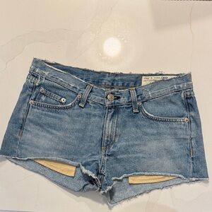 rag & bone Light Blue Distressed Denim Shorts